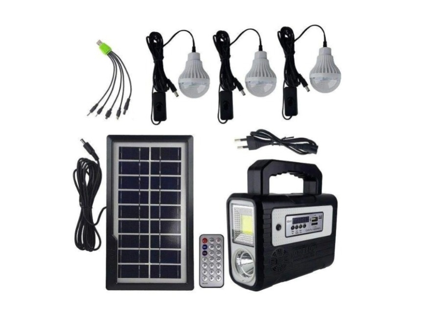Kit solar portabil gdplus gd-8028cob, usb, 3 becuri, acumulator reincarcabil